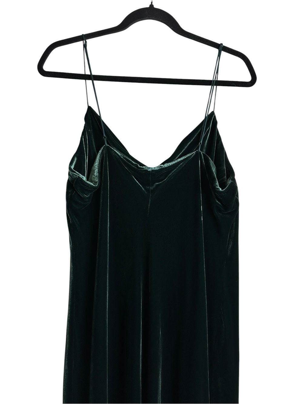 BANANA REPUBLIC Rita Velvet Maxi Dress XL Green Silk Blend Cowl Neck Bias Cut - Picture 7 of 15